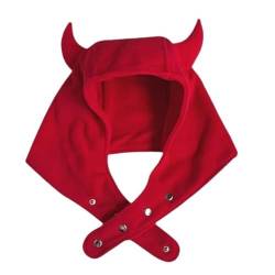Teufelshorn-Mütze for Damen, dunkler Wind, lustiger Hip-Hop-Pullover, warme Bombermütze (Color : Red, Size : One Size) von ERICAT