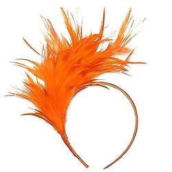 Vintage bunte Kopfschmuck Straußenfedern Stirnband Flapper Kopfschmuck Frau Haarschmuck (Color : Orange, Size : One size) von ERICAT