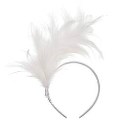 Vintage bunte Kopfschmuck Straußenfedern Stirnband Flapper Kopfschmuck Frau Haarschmuck (Color : White, Size : One size) von ERICAT