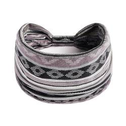 Yoga-Baumwoll-Stretch-Stirnband, bedruckt, Twist-Stil, elastisches Haarband, breite Haarbänder, Knoten-Kopfbedeckung (Color : Q4, Size : One size) von ERICAT
