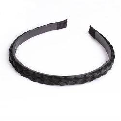 Zopf Perücke Twist Haarbänder for Frauen rutschfeste geflochtene Perücken Stirnband Haarschmuck (Color : StyleB-Blacek 1cm) von ERICAT