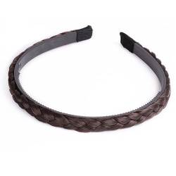 Zopf Perücke Twist Haarbänder for Frauen rutschfeste geflochtene Perücken Stirnband Haarschmuck (Color : StyleB-dark brown1cm) von ERICAT