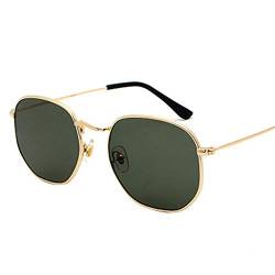 ERIOG Sonnenbrille Square Sonnenbrille Herren Hexagon Sonnenbrille Mannen Damen Metallrahmen Angelbrille Goldgrau Schwarzgrau Silber Grau Brillen von ERIOG