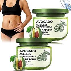 GFOUK Avocado Ageless Body Cream Scrub, Avocado Exfoliating Scrub, Anti Wrinkle Avocado Body Scrub, Anti Cellulite Body Scrub for Women Exfoliation (2Pcs) von ERISAMO