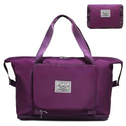 ERJUR Reisetasche für Damen und Herren, Weekender Overnight Duffel Bags mit Nassfach, leicht, wasserdicht & reißfest, deep purple, Einheitsgröße, Erweiterbare und faltbare Reisetasche mit von ERJUR
