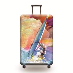 ERKIES Segelboot Kofferschutzhüllen travel Suitcase Cover Mode Einfach Elastic Flugzeug Reisekoffer-Schutzhülle travel Essentials für 4 Rad Trolleys 19-30 Zoll von ERKIES