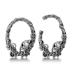 ERKUOO 1 Paar Totenkopf Ohrgewichte Aufhänger für gestreckte Ohren Ohrstöpsel Körper Piercing Tunnel Antiallergische Hoop Dangle Gauges Tunnles Ohrringe 5mm von ERKUOO