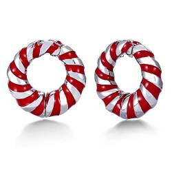 ERKUOO 2 STÜCK Weihnachten Ohr Gewichte Kleiderbügel für gestreckten Gehörtunnel Plug baumeln Ohren Gauges Ohrringe Expander Piercing Geschenk für festliche Feiertage 6mm von ERKUOO