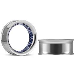 ERKUOO 2PCS Edelstahl-Ohrmessgeräte diamantbesetzte doppelt ausgestellte Tunnel für Ohrlöcher Schrauben Ohrstrecker 10mm von ERKUOO