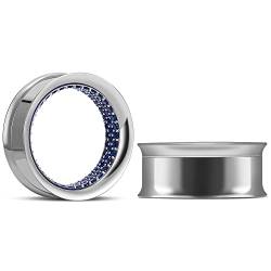 ERKUOO 2PCS Edelstahl-Ohrmessgeräte diamantbesetzte doppelt ausgestellte Tunnel für Ohrlöcher Schrauben Ohrstrecker 12mm von ERKUOO