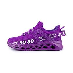 ERLINGO Damen Herren Laufschuhe rutschfeste atmungsaktive Sportschuhe Athletic Blade rutschfeste Tennis Mode Sneakers Stoßdämpfung atmungsaktive Wanderschuhe, Violett - violett - Größe: 38 EU von ERLINGO