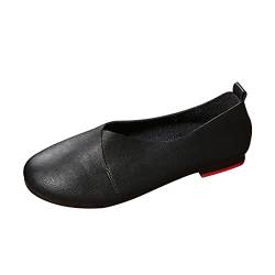 ERLINGO Frauen Casual Slip-on Loafers rutschfest weich flach Retro Bootsschuhe Fahren Schuhe Bequeme Damen Wanderschuhe, Schwarz , 39 EU von ERLINGO