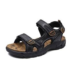 ERLINGO Herren Wandersandalen Leder Strand Wandern Dicke Boden Sandalen rutschfest Bequem Weiche Sandalen Outdoor Sport Trekking Sandalen Männer Verstellbare Sandalen für Athletic Fisherman Gardening von ERLINGO