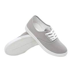 ERLINGO Leinenschuhe für Damen, leicht, bequem, niedrig, Freizeitschuhe, atmungsaktiv, flache Sneakers, Schnürung, klassische Wanderschuhe, Grau - grau - Größe: 39 EU von ERLINGO