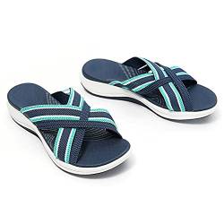 ERLINGO Stretch Cross Orthotic Slide Sandalen Frauen Plattform Hausschuhe Casual Beach Slip On Sandalen Hollow Out Sommer Vintage Sandalen Komfort Unterstützung Sandalen für Indoor Outdoor von ERLINGO