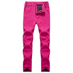 ERNUMK Herren Soild Hose Wanderhose Winddicht Arbeitshose Fleece Gefüttert Hosentaschen Warm Outdoor, hot pink, 34-37 von ERNUMK