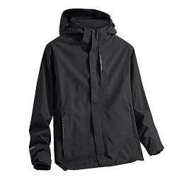 Herren Herbst Winter Hooded Outdoor Jacke Wasserdicht Abnehmbar Liner Zweiteiliger Mantel Solide Übergröße Mäntel für Männer, Schwarz , XXXXX-Large von ERNUMK