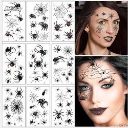 EROSPA® 10 verschiedene Halloween Tattoo-Bögen temporär / Sticker - Spinne / Spider / Spinnennetze - Wasserfest von EROSPA