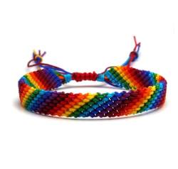 EROSPA® Armband Armkette in geflochtenem Rainbow/Regenbogen Style - Damen/Herren Frauen/Männer/Mädchen/Girls - Pride LGBT von EROSPA