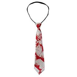 EROSPA® Krawatte Halsbinde Schlips Blutspitzer - Halloween Fasching Karneval - 38 x 8 cm - Herren/Männer - Weiß Rot von EROSPA