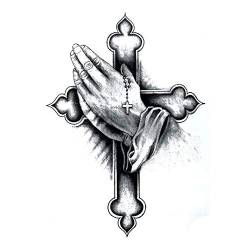 EROSPA® Tattoo-Bogen temporär/Sticker - Beten Kreuz Kirche Hände - 15 x 21 cm von EROSPA