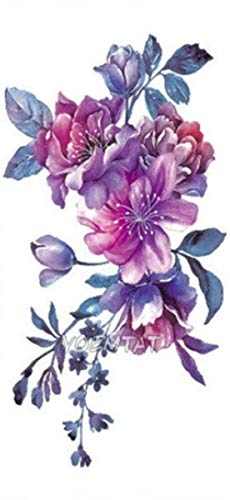 EROSPA® Tattoo-Bogen temporär/Sticker - Flowers Blumen Blüten - Wasserfest - 17,5 x 9,5 cm von EROSPA