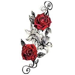 EROSPA® Tattoo-Bogen temporär/Sticker - Rosen Blüten Flower Blumen - Wasserfest - 21 x 11,5 cm von EROSPA