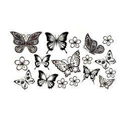 EROSPA® Tattoo-Bogen temporär / Sticker - Schmetterlinge / Blumen Butterfly - 10,5 x 6cm von EROSPA