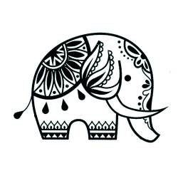 EROSPA® Tattoo-Bogen temporär - Niedlicher Elefant / Blumen - Schwarz 10,5 x 6,5 cm von EROSPA