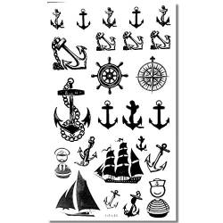 EROSPA® Tattoo-Bogen temporär - Schiffsanker Marine Seefahrt Seemann 10 x 17 cm von EROSPA