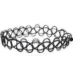 EROSPA® Tattoo Stretch-Halsband/Kropfband/Armband/Beinband - Damen/Frauen - Retro/Vintage/Punk/Gothic - Schwarz von EROSPA