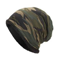 EROSPA® Winter-Mütze Beanie - Herren Damen Unisex Cape - Camouflage Army Grün von EROSPA