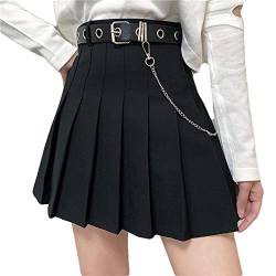 ERTYUIO Röcke Faltenrock hohe Taille Damen A-Linie Röcke kurzer Rock mit Gürtel weiblich von ERTYUIO