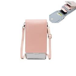 ERZUKU handytasche zum umhängen PU leather umhängetasche damen klein mode crossbody bag damen modern handytasche mit geldbörse handy umhängetasche damen 3 Haupttaschen zweifarbige Handytasche von ERZUKU