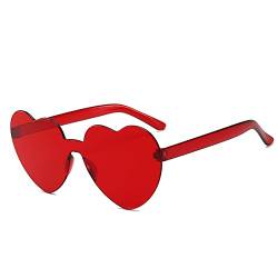 ESALIA Randlose Herzform Sonnenbrille Farbige Linse Love Shape Brille für Mädchen Damen Rot von ESALIA
