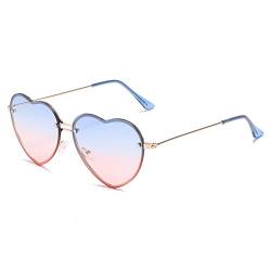 ESALIA Retro Damen Sonnenbrille Metall Rahmen Farbige Linse Love Shape Brille Candy Color Sunglasses Getönt Blau von ESALIA