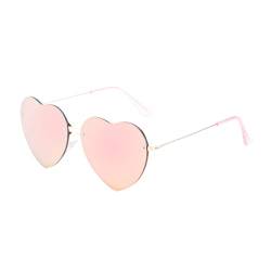 ESALIA Retro Damen Sonnenbrille Metall Rahmen Farbige Linse Love Shape Brille Candy Color Sunglasses Rosa von ESALIA
