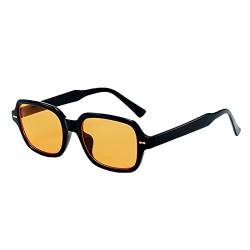 ESALIA Retro Ovale Sonnenbrille Gelb Gradient Brille Transparente Linse Vintage Tinted Sunglasses für Damen Herren Schwarz Gelb von ESALIA