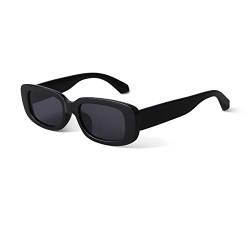 ESALIA Retro Rechteckige Sonnenbrille Farbige Linse Brille für Damen Herren Schwarz von ESALIA