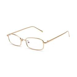 ESALIA Retro Rechteckige Sonnenbrille Metall Rahmen Blaulichtfilter Transparente Linse Brille für Damen Herren Anti-Blaulicht Golden von ESALIA