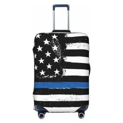 ESASAM Cute Crying Chainsaw Elastic Suitcase Cover - Travel Accessories, Travel Essentials, Travel Luggage Protection, Suitcase Protective Cover, Elastic Suitcase Sleeve, Blue Thin Line USA-Flagge, XL von ESASAM