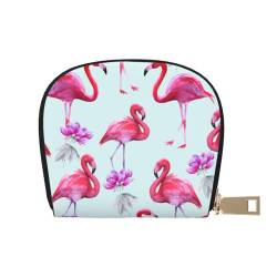 ESASAM Elegante lila High Heels Leder Shell Card Bag - kompakte und langlebige Kartenetui, mehrere Steckplätze Kartenorganizer, sicherer, tragbarer und großer Kartenhalter, Pink Flamingos, von ESASAM