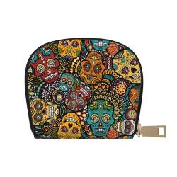 ESASAM Elegante lila High Heels Leder Shell Card Bag - kompakte und langlebige Kartenetui, mehrere Steckplätze Kartenorganizer, sicherer, tragbarer und großer Kartenhalter, Sugar Skulls Print, von ESASAM