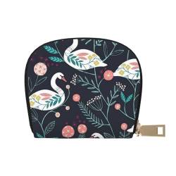 ESASAM Floral Skull Leder Shell Card Bag - Kompakte und langlebige Kartenetui, mehrere Steckplätze Kartenorganizer, sicherer, tragbarer und großer Kartenhalter, Blumenschwan, Einheitsgröße von ESASAM