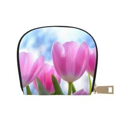 ESASAM Lighthouse Backdrop Leather Shell Card Bag - Compact and Durable Card Wallet, Multiple Slots Card Organizer, Secure, Portable and Large Capacity Card Holder, Tulpen Blumen, Einheitsgröße von ESASAM
