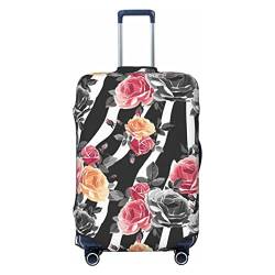 ESASAM Skull Elastic Suitcase Cover - Travel Accessories, Travel Essentials, Travel Luggage Protection, Suitcase Protective Cover, Elastic Suitcase Sleeve, Rosen Blume Floral Zebra Streifen, L von ESASAM