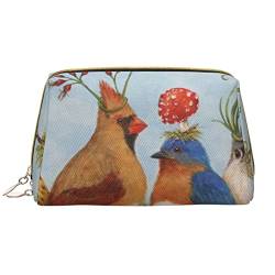 Elegante Pfau Tragbare Leder Make-up Tasche - Große und langlebige Kosmetiktasche mit Reißverschluss, Reise und On-The-Go Beauty Organizer, Leichte Kulturtasche, Tierparty, Einheitsgröße von ESASAM