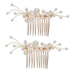 1 set/2 pcs Perle Damen Strass Aleación Golden Kamm Simulation Handgefertigt Accessoires Clips Perlen Haar for Braut Kopf Hochzeit damas/die Party von ESBANT