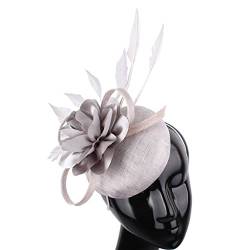 4-lagige schöne Blume Haar Fascinator Hüte Stirnband Frauen Kopfschmuck Party Tee Millinery Clips die Party (Color : Gray, Size : 1 UK) von ESBANT