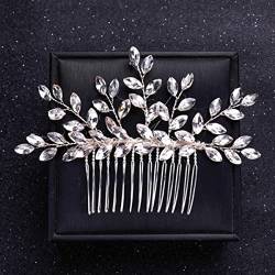 Silber Farbe Blume Perle Kristall Hochzeit Haarkamm Haarnadel Stirnband für Braut Frauen Hochzeit Haarschmuck Schmuck Tiara Geschenk-Silber von ESCATIC